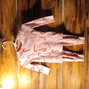 Old Navy pink Christmas candy cane pajamas